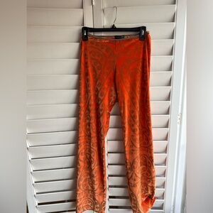 Cheap Thrill y2k low rise Orange Paisley Patterned Pants velvety